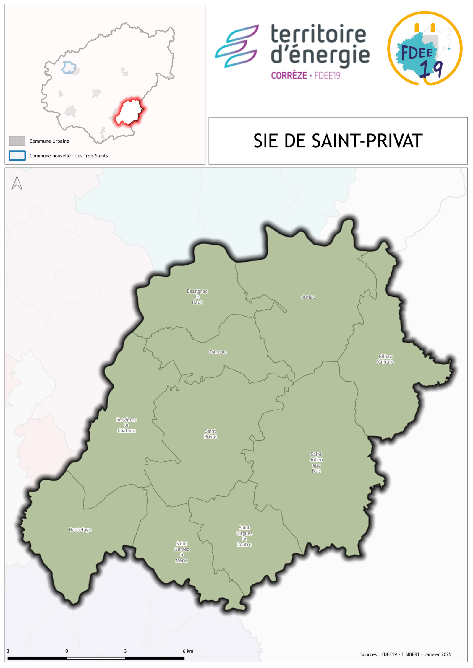 Carte secteur d'&eacute;nergie de Saint-Privat