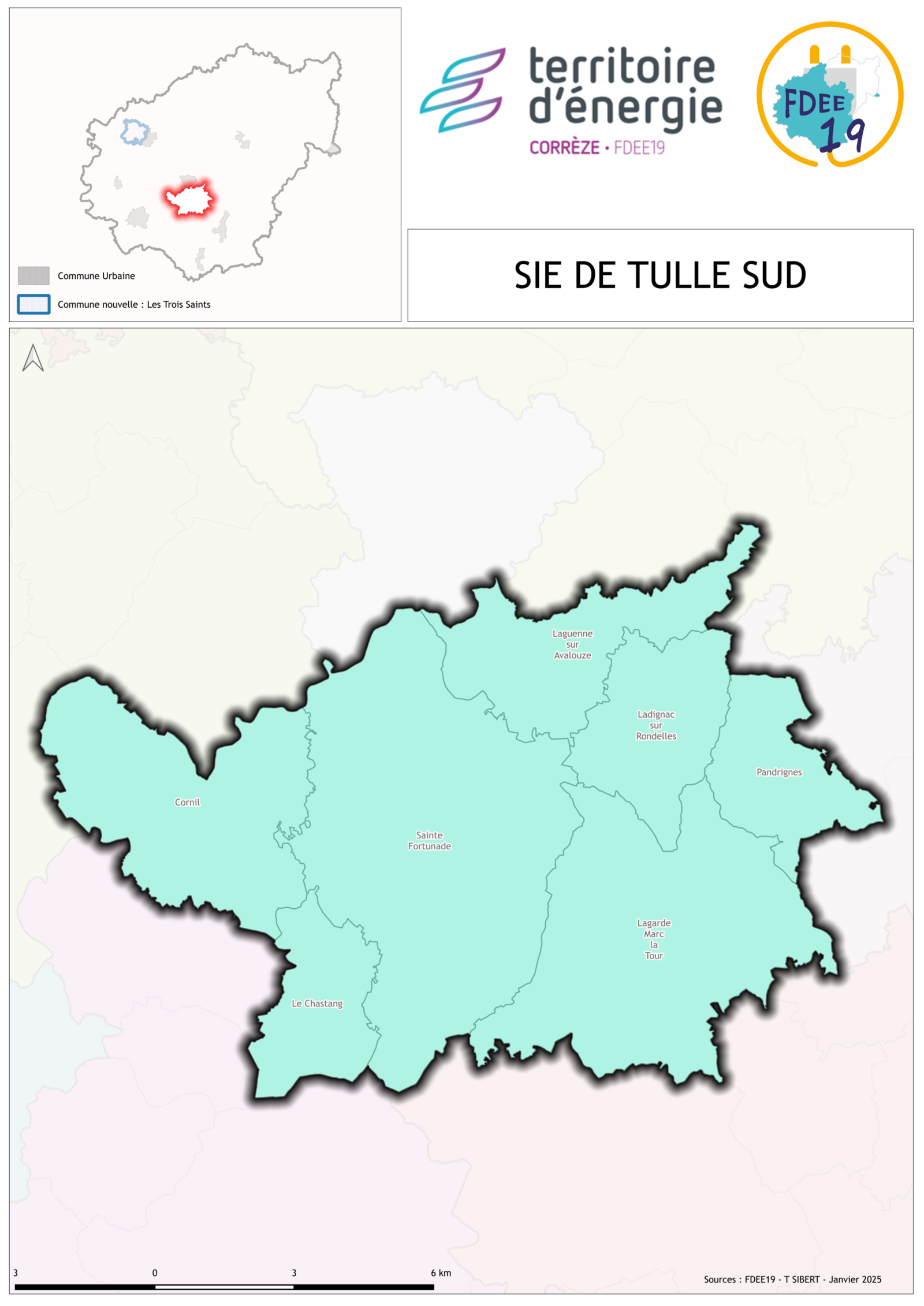 Carte secteur d'&eacute;nergie de Tulle Sud